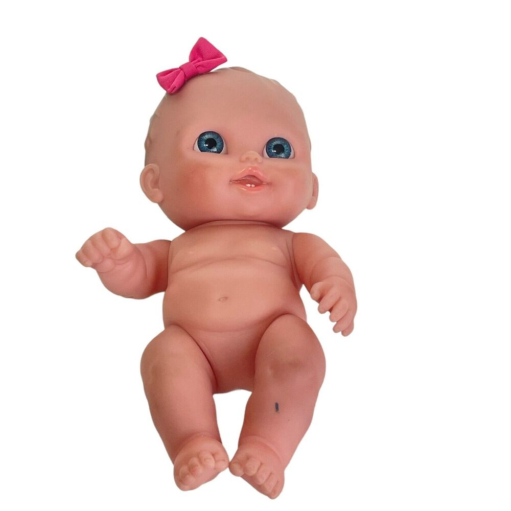 Berenguer Doll Lil Cutesies Realistic Newborn Baby Doll 8" Blue Eyes Pink Bow
